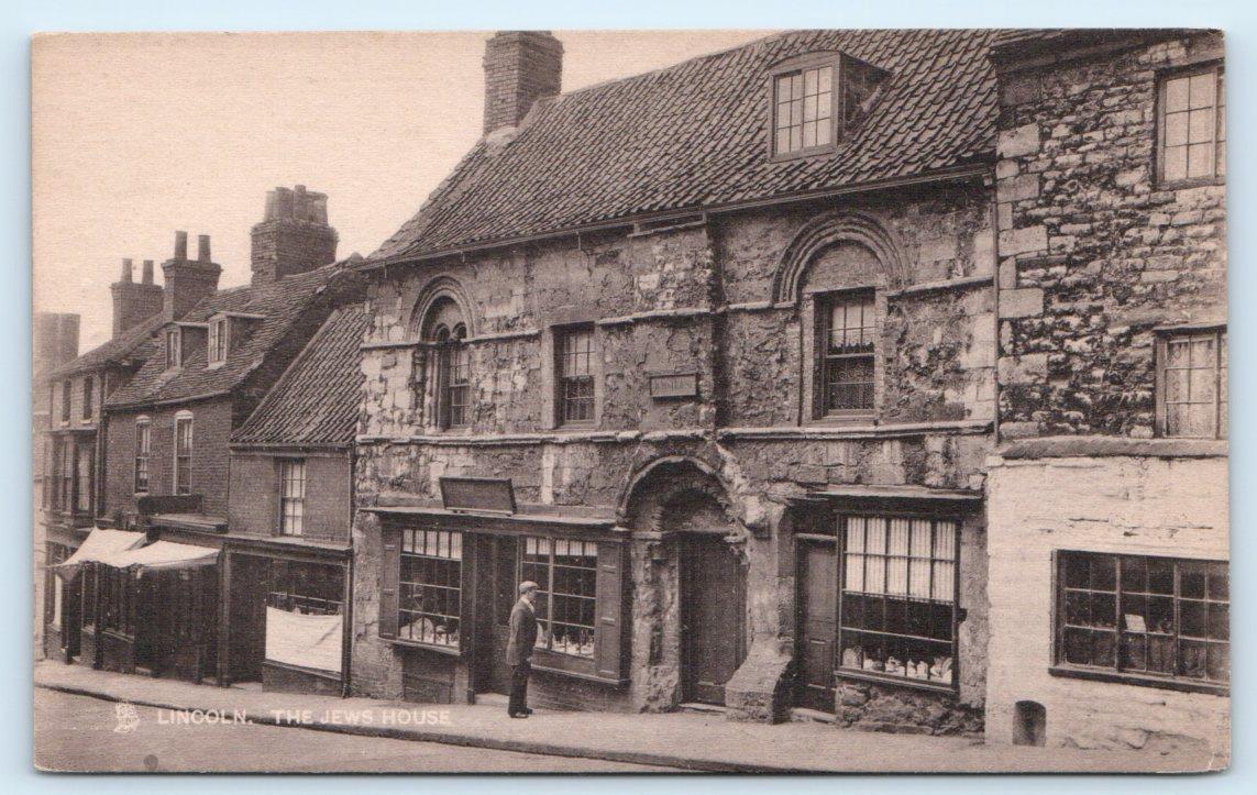 LINCOLN, United Kingdom ~ Street Scene The JEWS HOUSE c1910s  Postcard