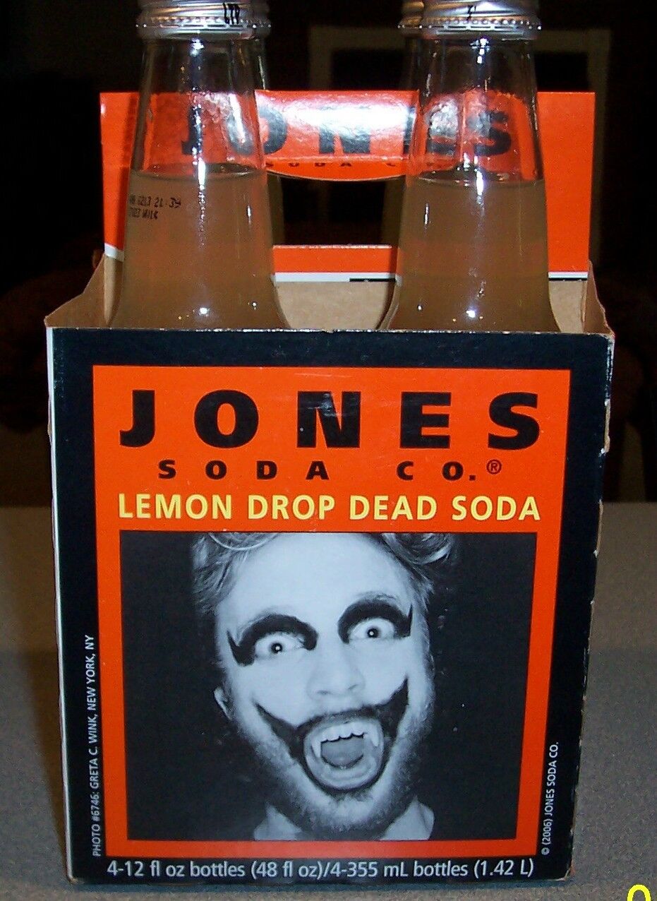Jones Soda Halloween Lemon Drop Dead Soda Bottles 2006 (Sealed) Joker Costumes