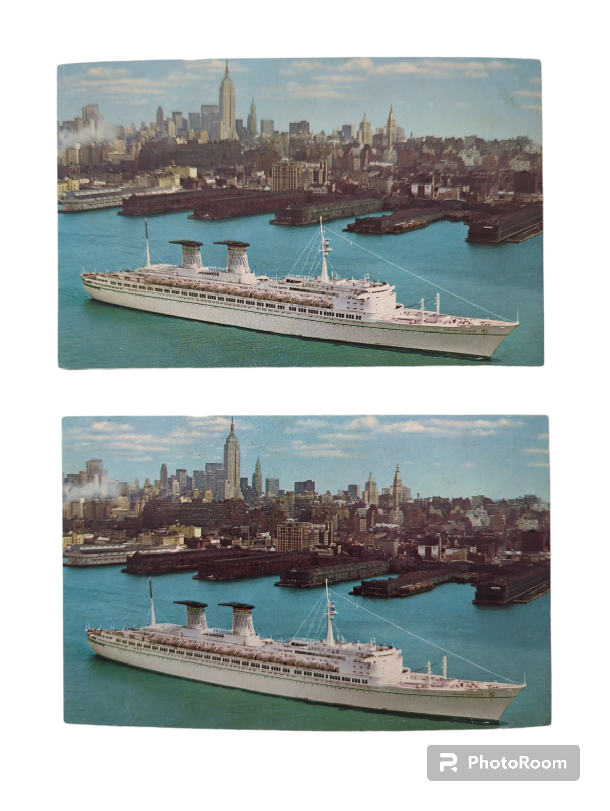 Lot of 2 Vintage Postcards Ship T/N Michelangelo Raffaello Italian Line