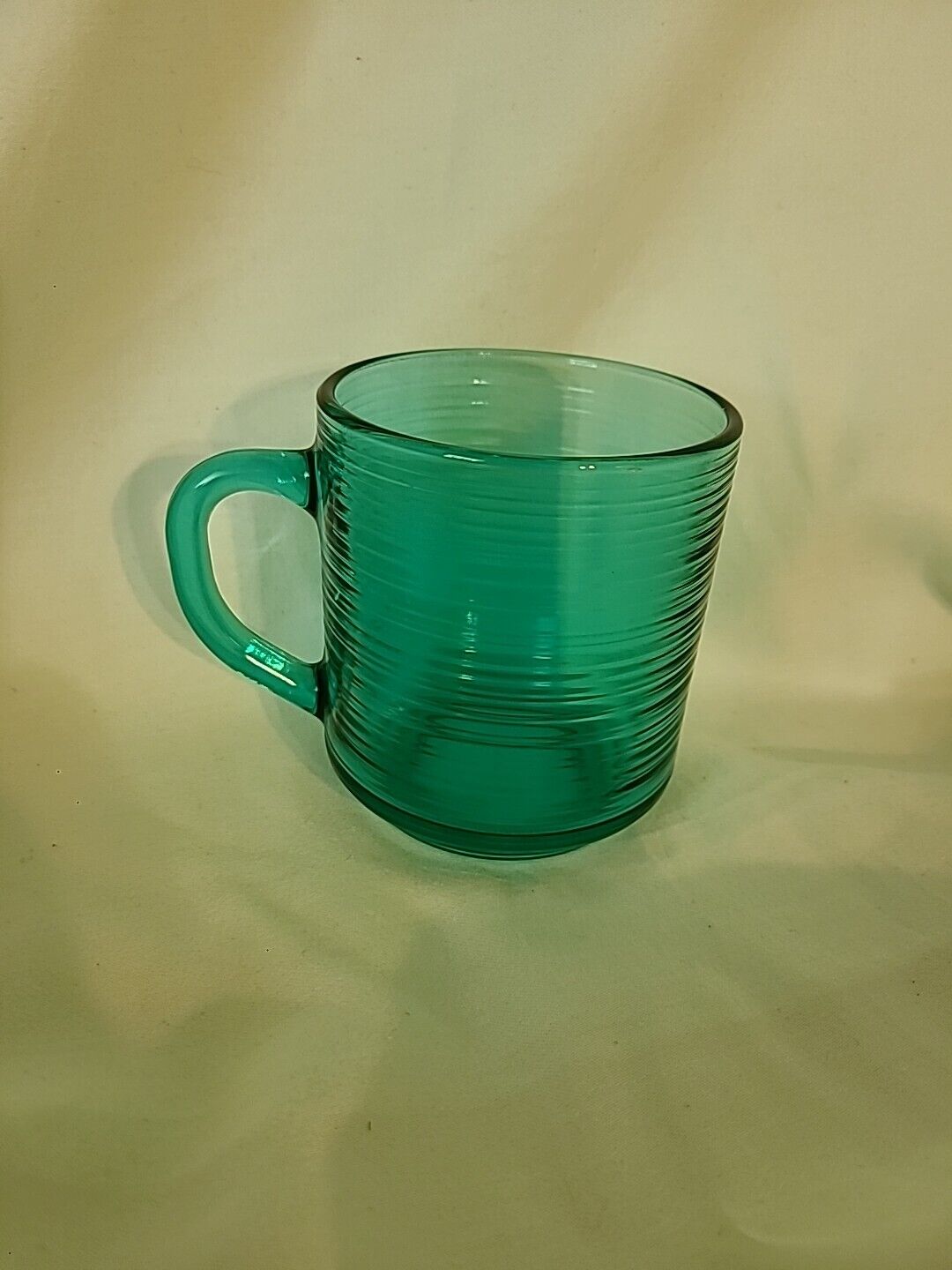 Vintage Arcoroc France Turquoise/ Aqua GlassJardiniere Coffee Cup #46