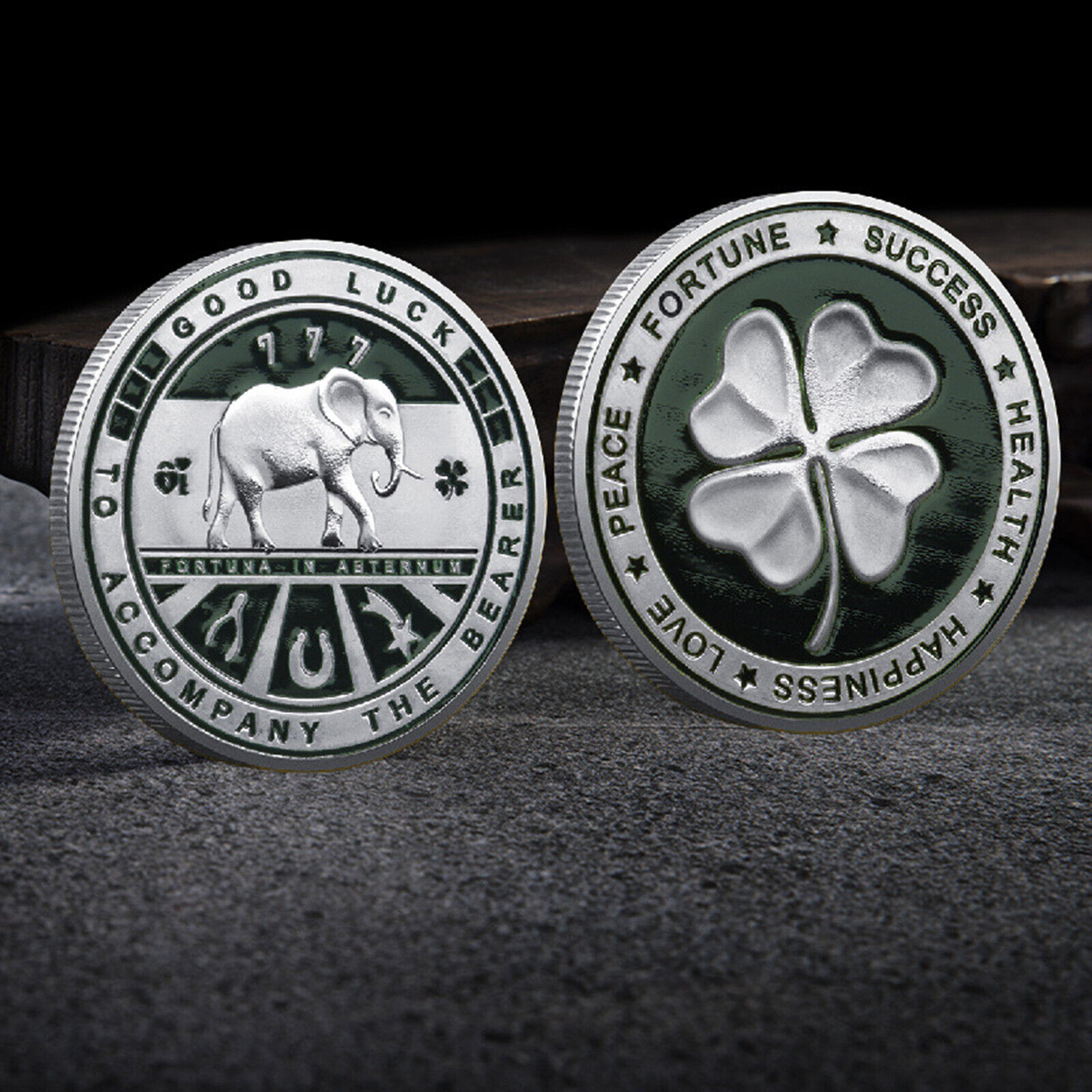 2024 Good Luck Elephant Four-Leaf Clover Commemorative Coin Metal Coin Silver