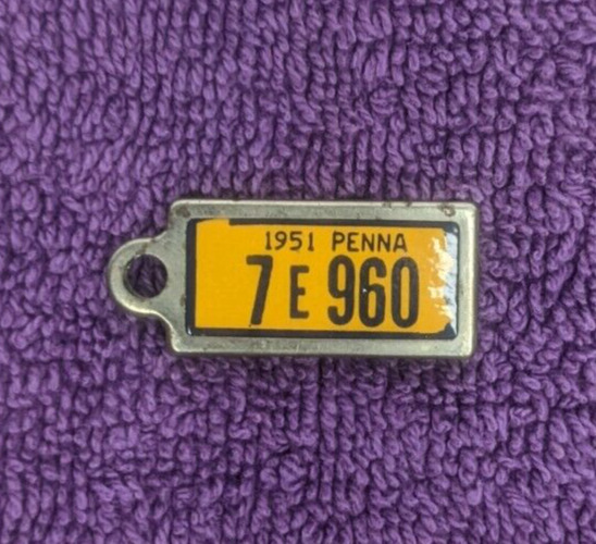 Vintage 1951 Pennsylvania DAV Tag Mini License Plate Key Chain Tag 7E960