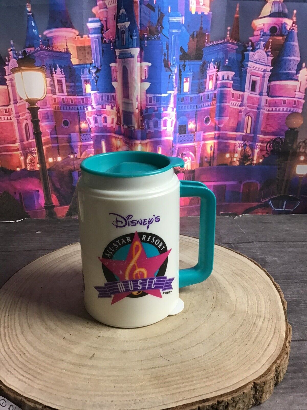 Vintage 1990’s Disney All Star Resort Music Plastic Travel Mug -preowned 