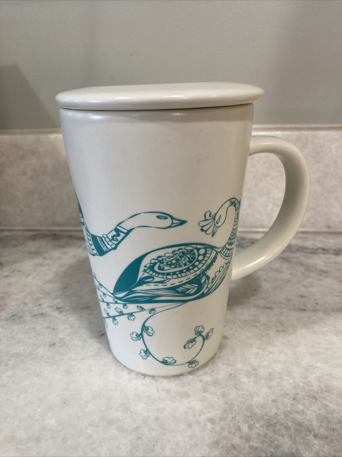 David\'s Tea Mug The Perfect Mug White Peacock Cup With Lid