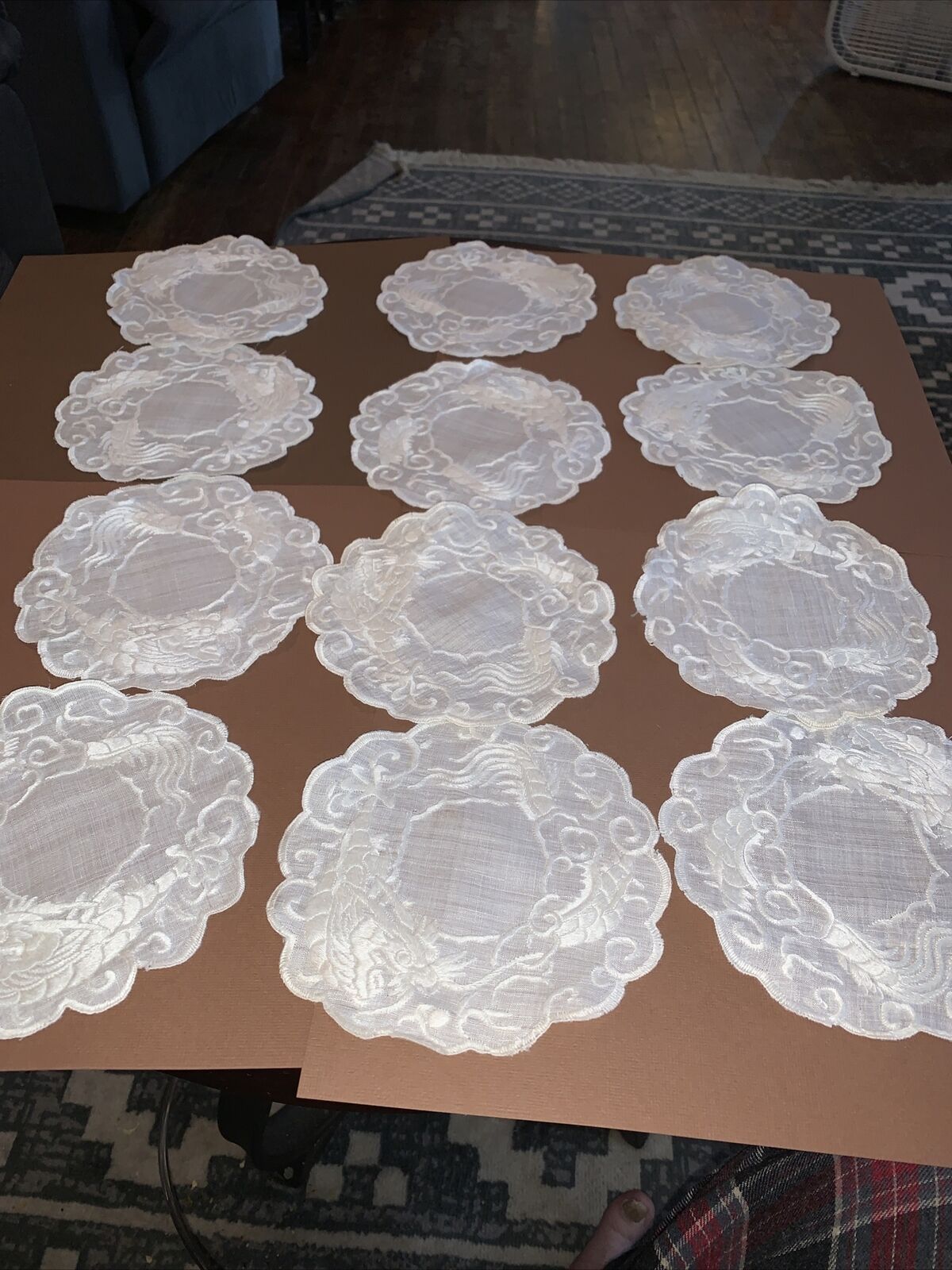 Vintage 12 Pc White Cocktail Rounds 5.5”