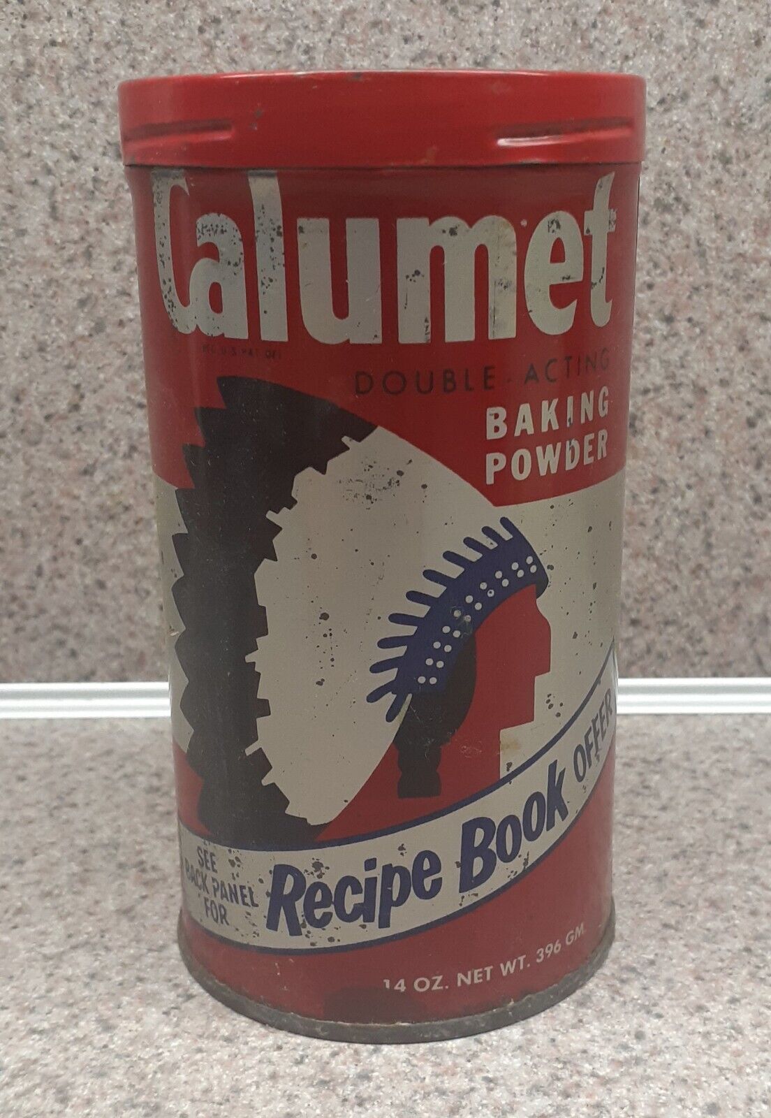 Antique CALUMET BAKING POWDER ~ 14 oz. Tin, Painted Label Good Condition