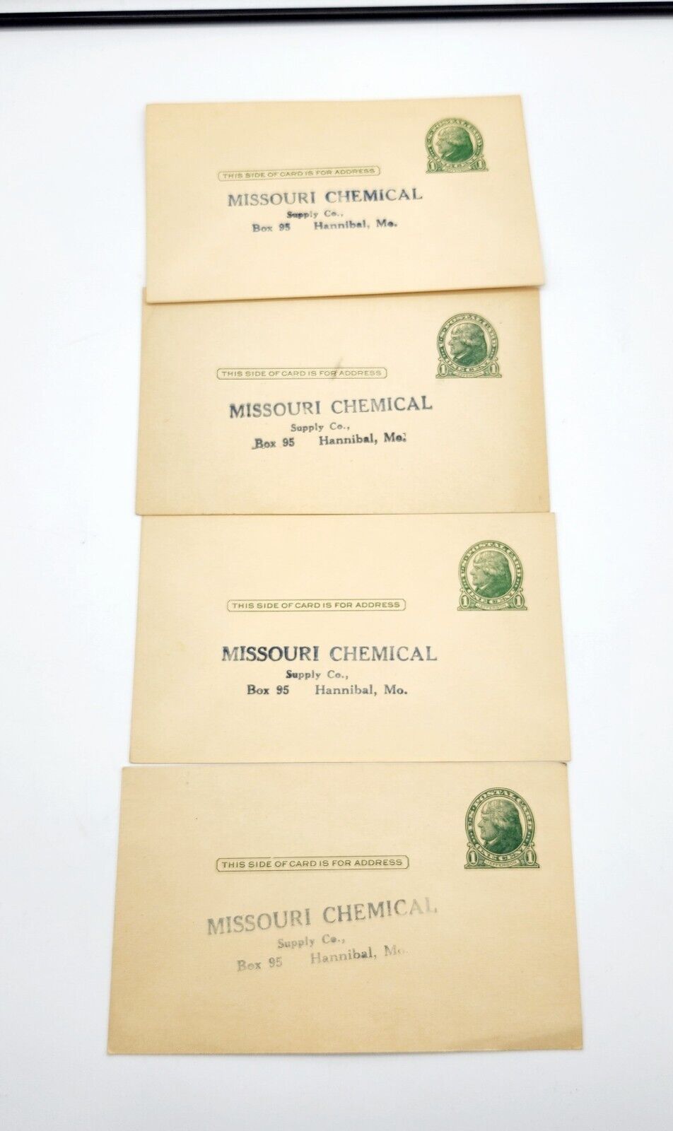 Lot Of (4) Missouri Chemical Hannibal Illinois Business Postal Card 1900's