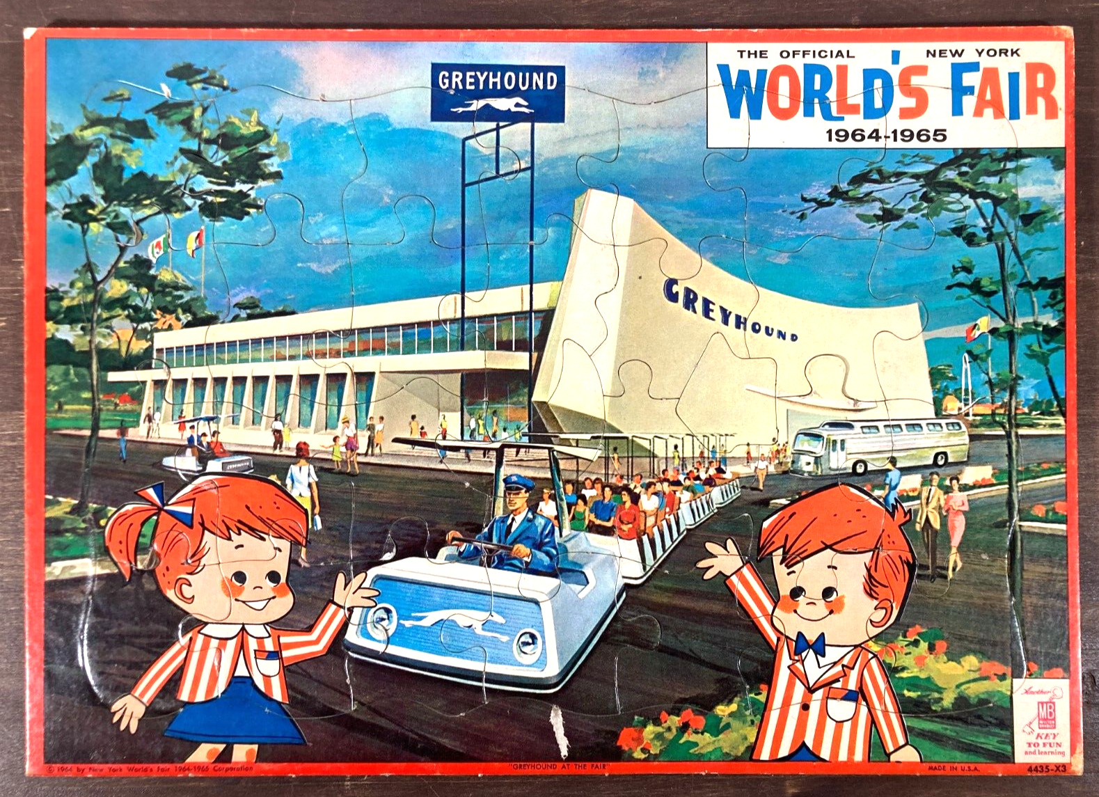 Vintage 1964-65 NEW YORK WORLDS FAIR Frame Tray Puzzle GREYHOUND BUS Terminal