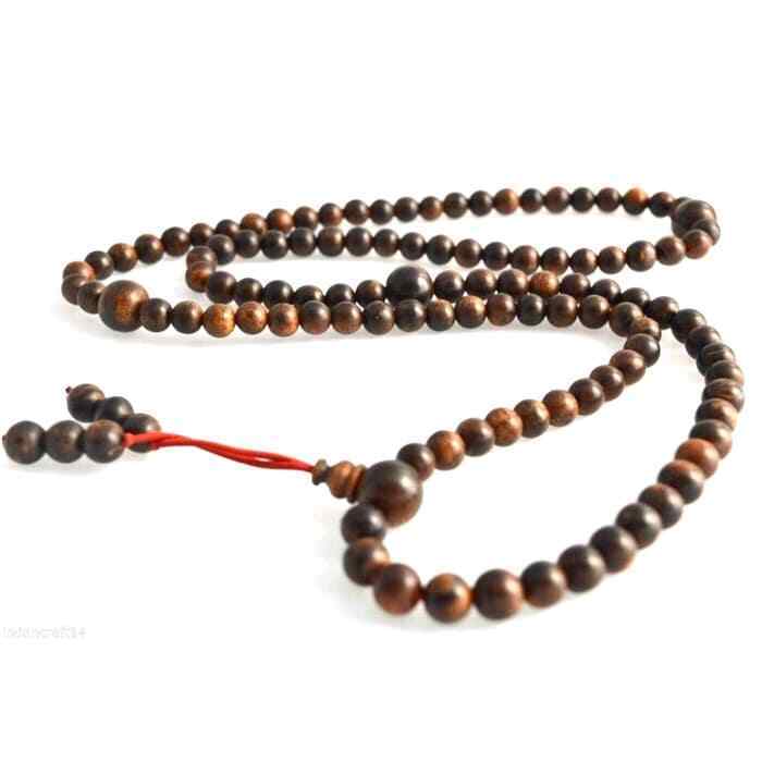 8mm Diameter 108 Meditation Prayer Beads Black Agarwood Gaharu Zebra HQ