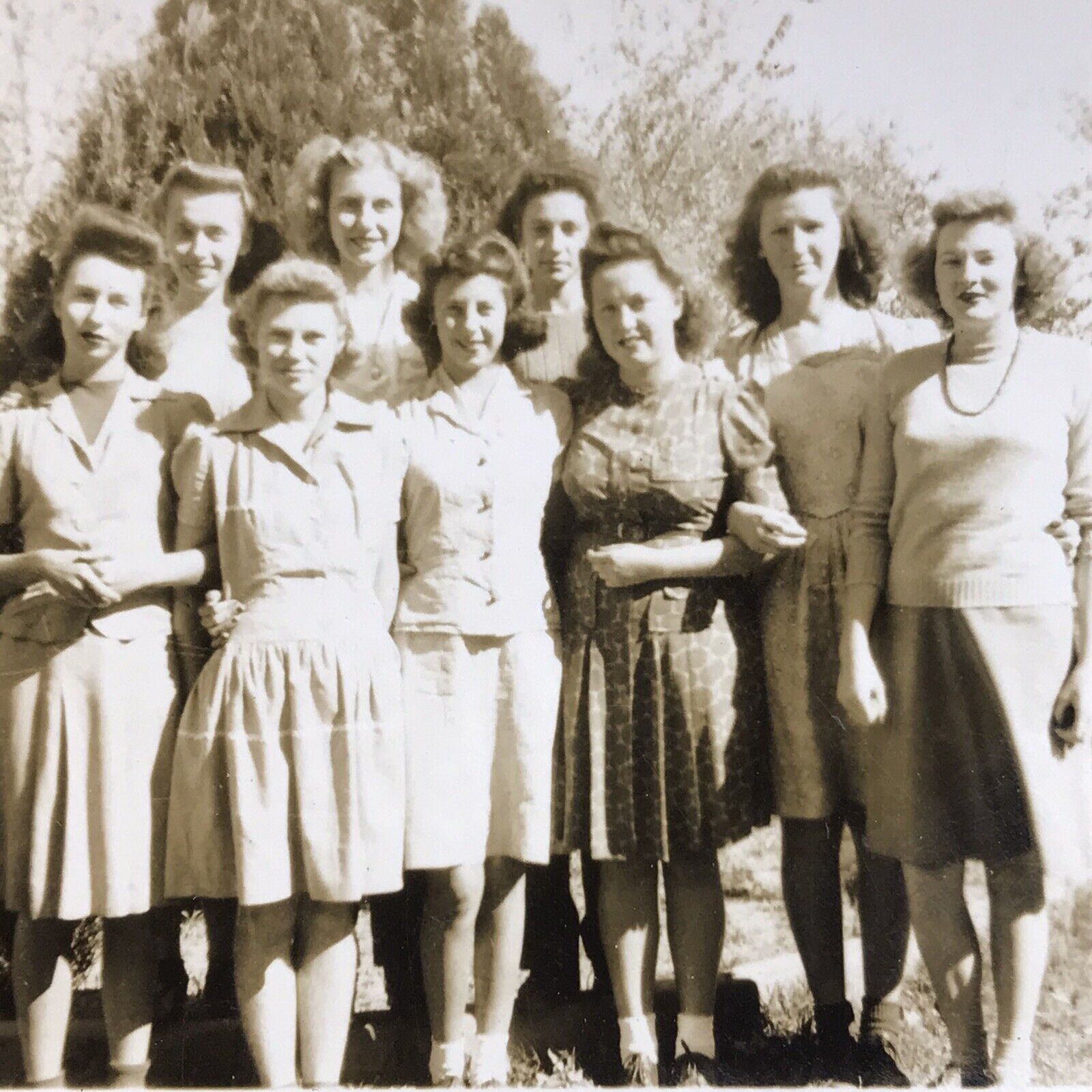 Women Ladies Group Kozak family Photograph Vintage Old Photo Dresses 1940s