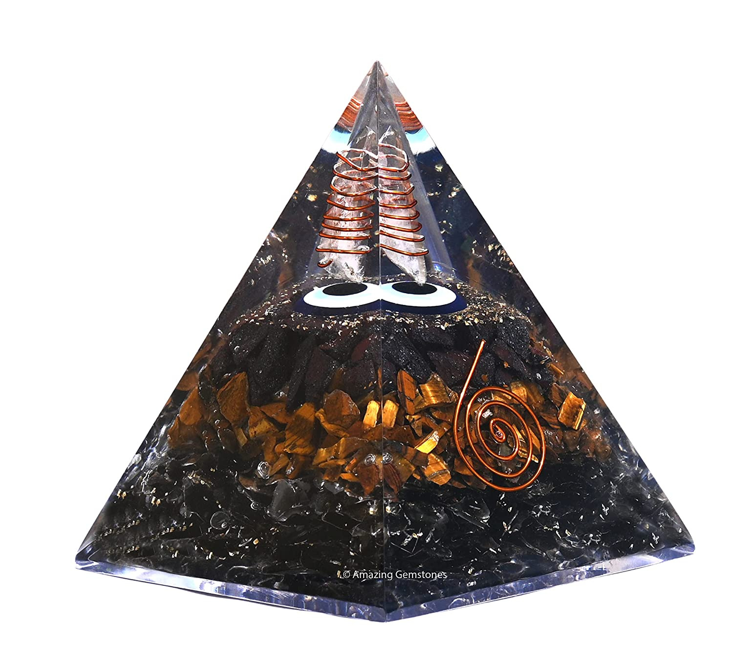 Organite Orgone Pyramid Extra Large 95 MM - Orgone Energy Pyramid with Evil Eye,