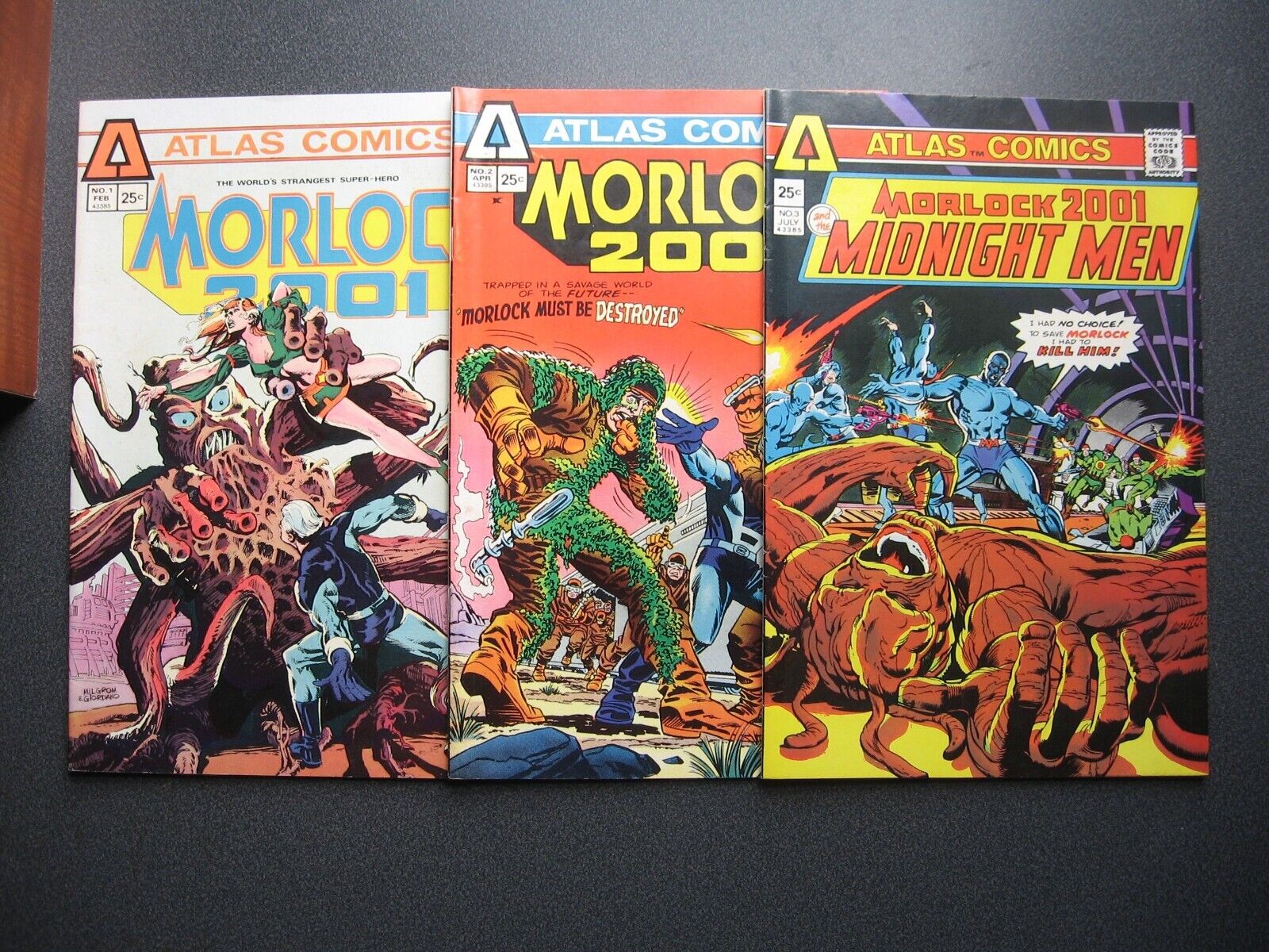 MORLOCK 2001 Lot of 3 Comics 1 2 3 Atlas Complete Run 1975 Mid-High Grade