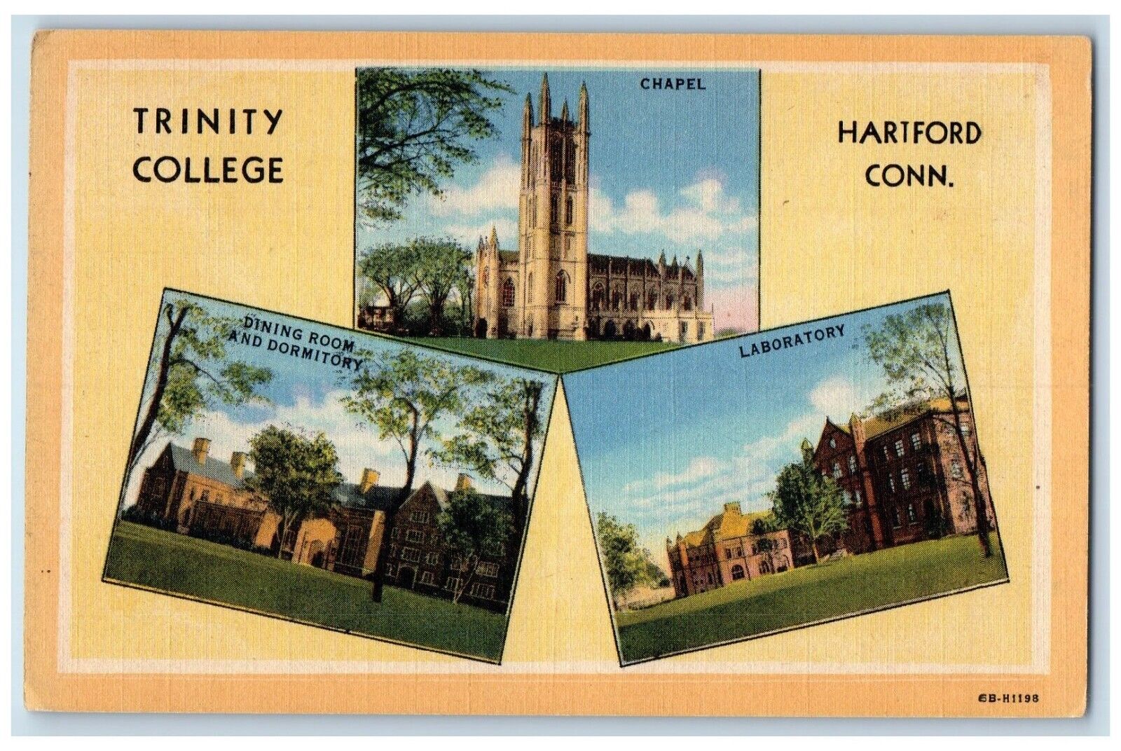 1940 Trinity College Hartford Multi-View Connecticut CT Antique Vintage Postcard
