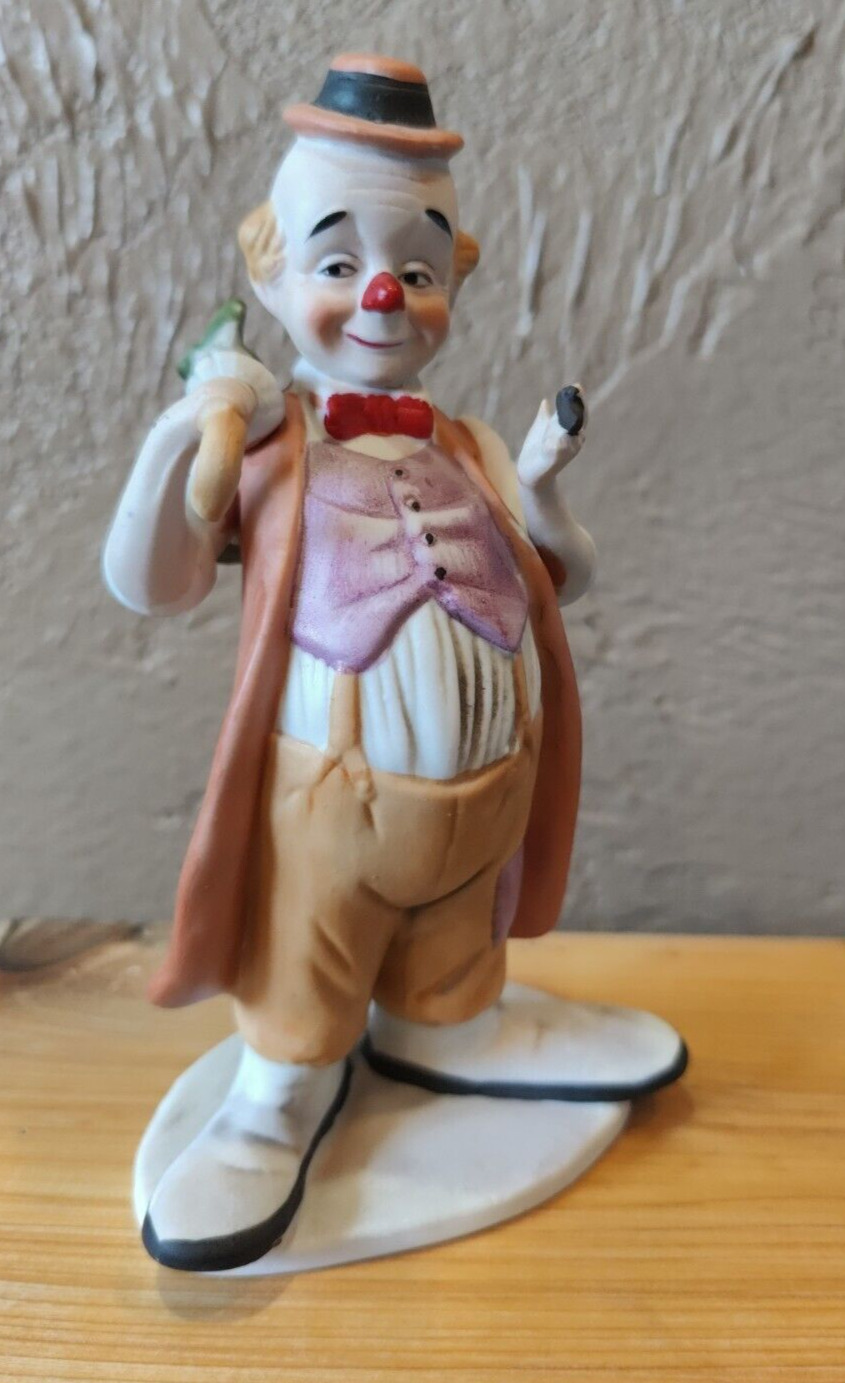 Vintage 1981 Clown figurine collectible Arnart Imports Hobo clown with umbrella
