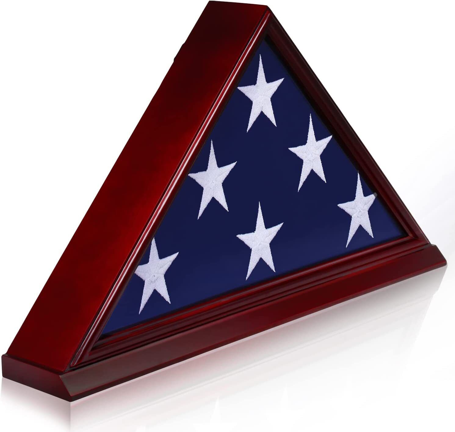 ANLEY Solid Wood Memorial Flag Display Case - Burial Flag Frame Veteran 5' x9.5'