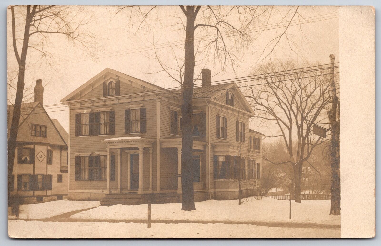 Amherst MA A Picture of the (Colonial) House G&E Now Live In~Snow on Ground RPPC