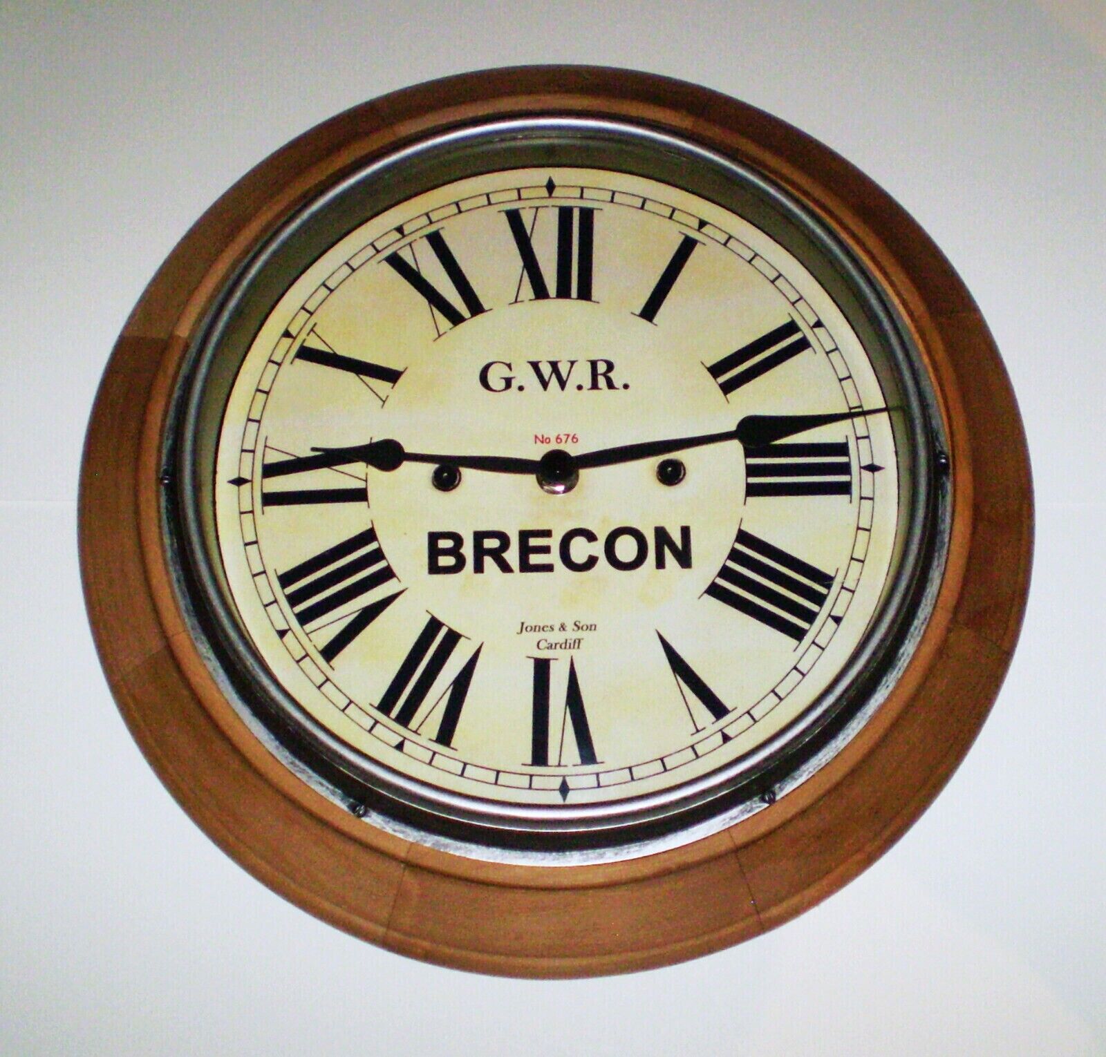 Great Western Railway GWR Victorian Style Wooden Clock, Brecon Station..