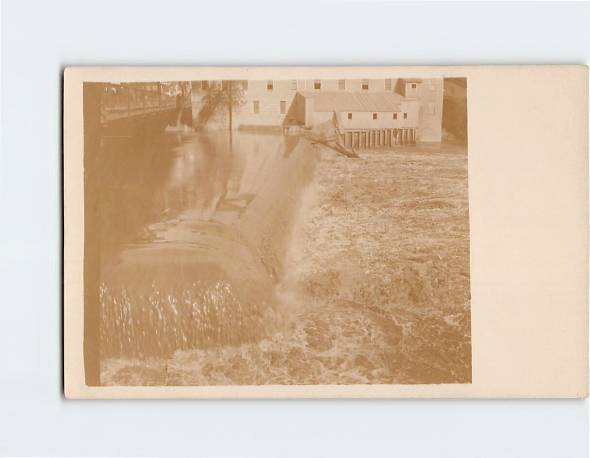 Postcard River Dam Vintage Picture