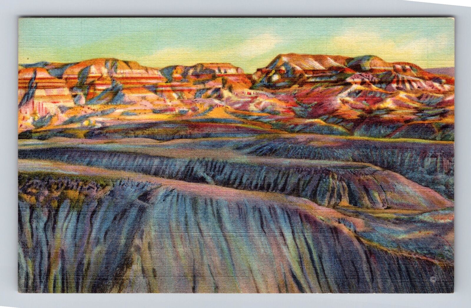 AZ-Arizona, Evening Painted Desert, Blue Forest, Antique Vintage Postcard