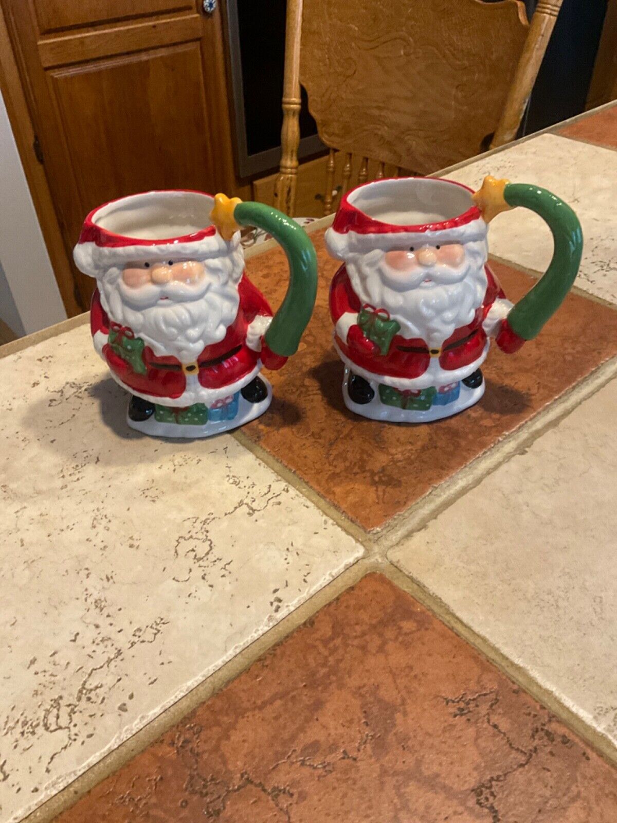 Pier 1 Imports TWO Santa Claus Christmas Coffee Tea COCO  Mugs Unused