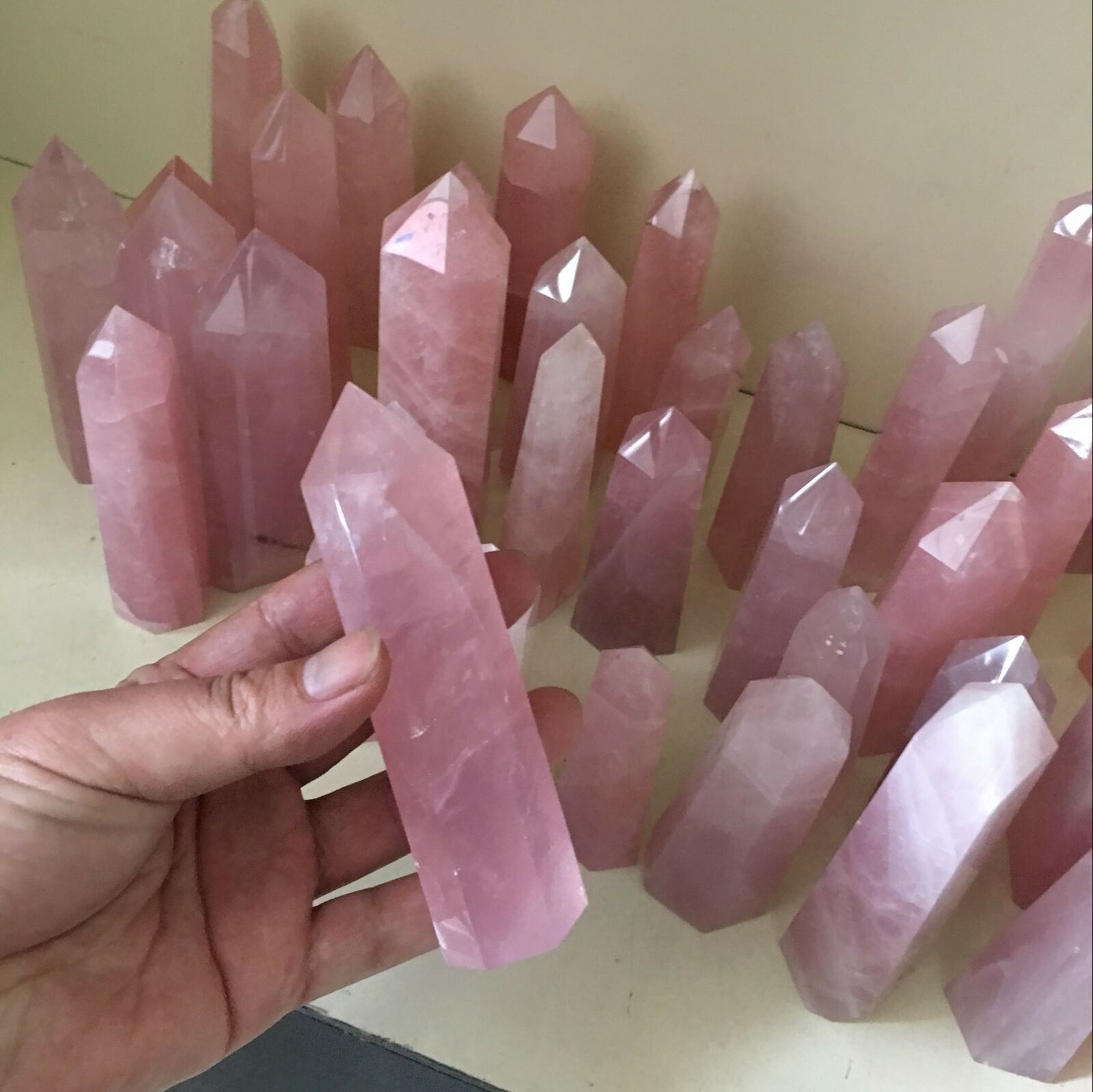 Natural Gemstone Rose Quartz Citrine Fluorite Amethyst Crystal Point Energy Wand
