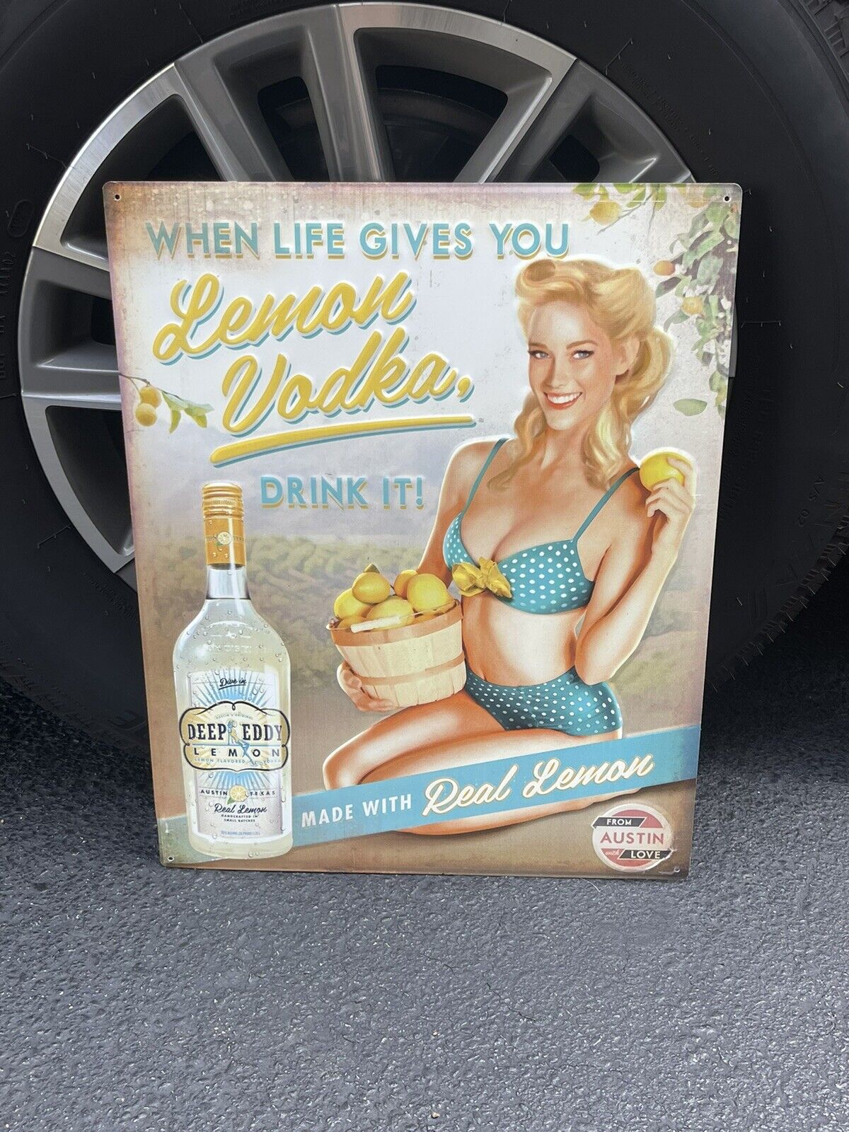 Deep Eddy Lemon Vodka Tin Sign Bikini Blonde