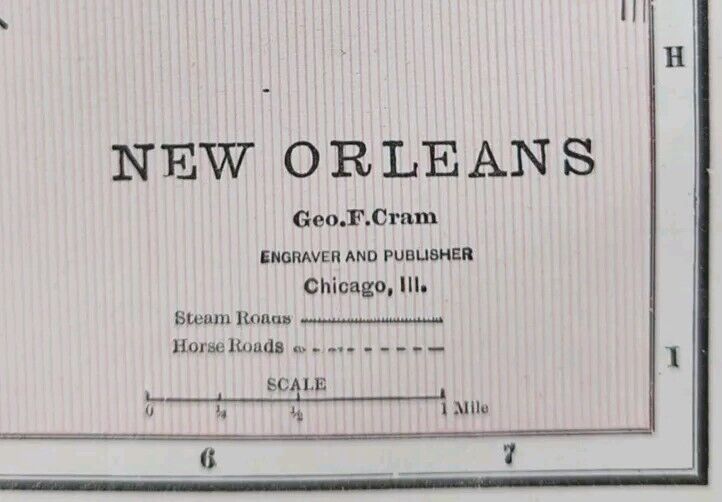 Vintage 1887 NEW ORLEANS LOUISIANA Map 11\