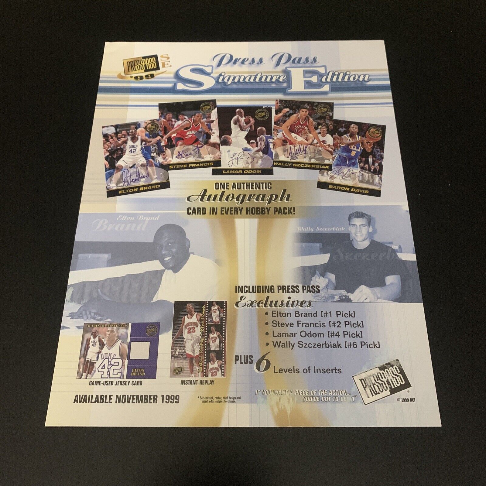 Rare 1999 Press Pass SE Basketball NBA Dealer Promo Advertisement Lamar Odom