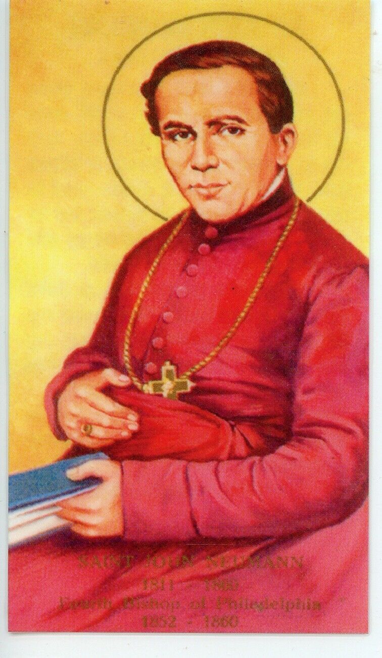 St. John Neumann - Relic Laminated Holy Card - Blessed by Pope Francis 