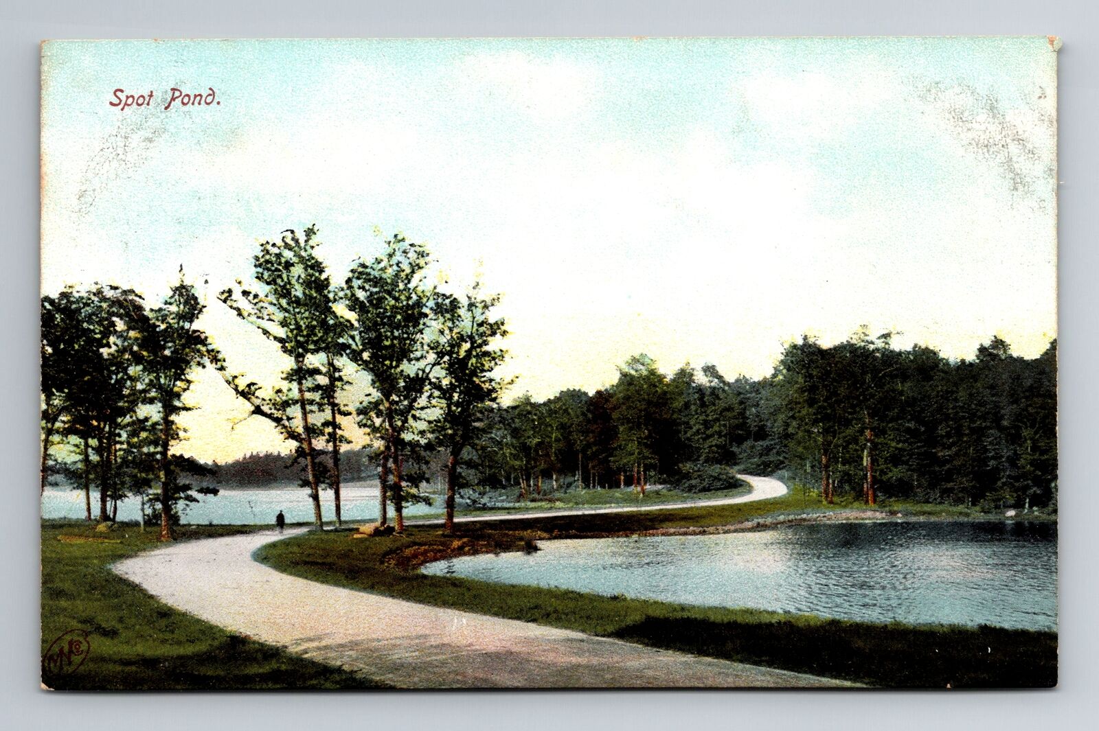 Spot Pond, MA-Massachusetts, Spot Pond Scenic Roadway Antique , Vintage Postcard