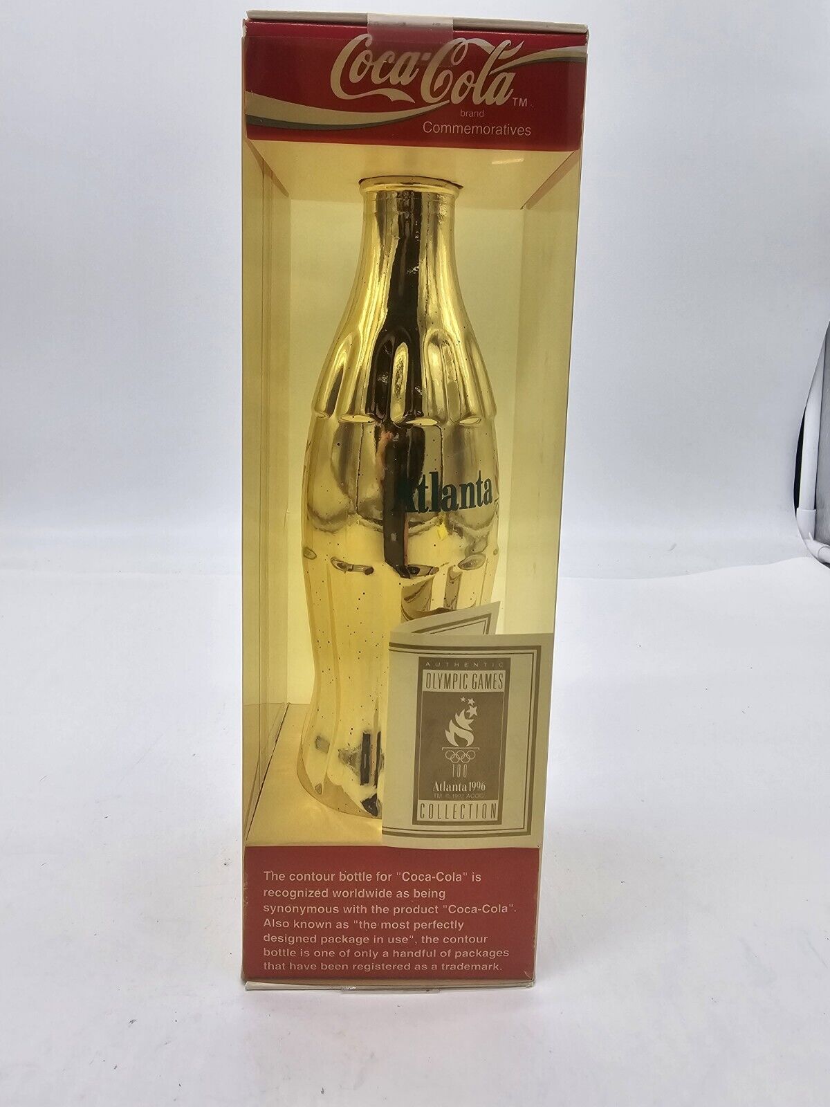 Limited Edition Gold Coca Cola Bottle Atlanta 1996 Olympics Rings Original Box