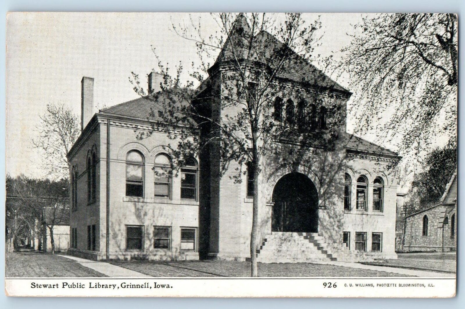 Grinnell Iowa Postcard Stewart Public Library Building Exterior c1910s Antique