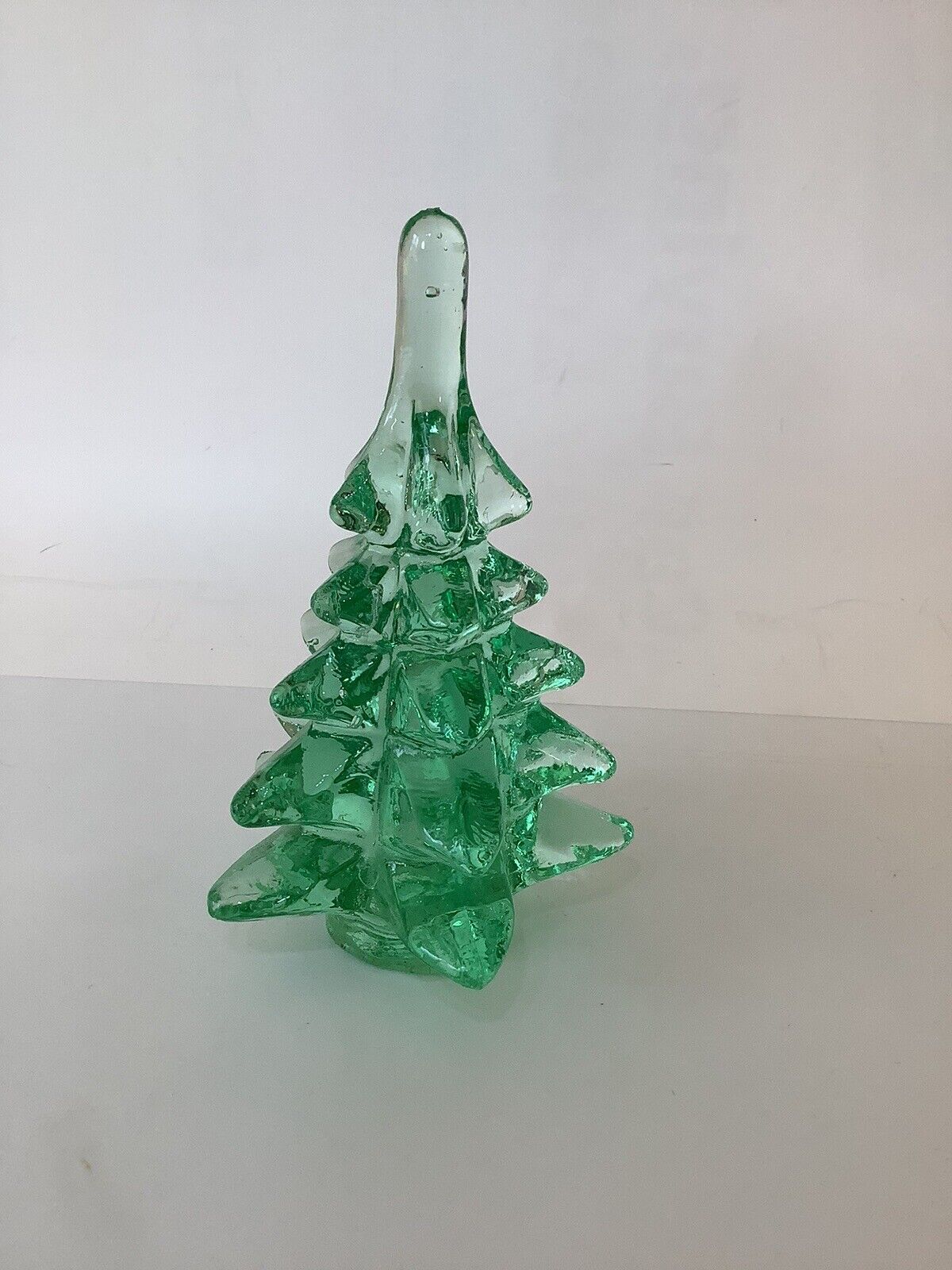 5.25” Solid Green Glass Christmas Tree