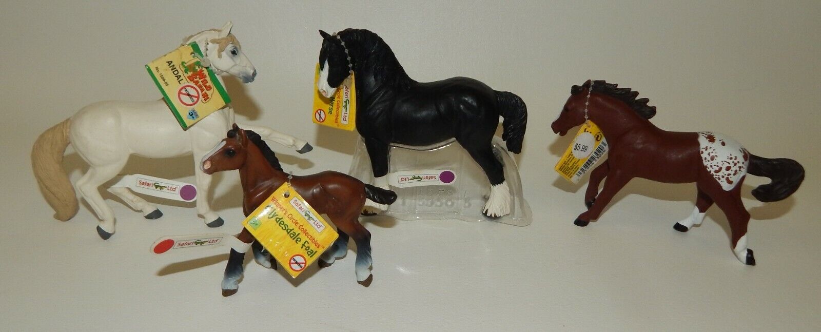 Lot 4 Vintage Safari Horses - Shire Andalusian Appaloosa Foal - With Tags