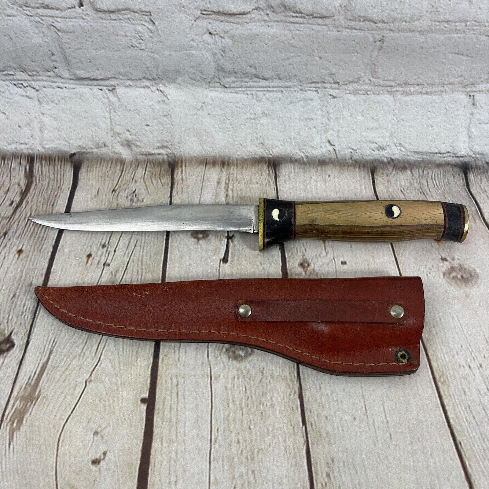 custom 6.5” fixed blade handmade knife ying yang With Sheath