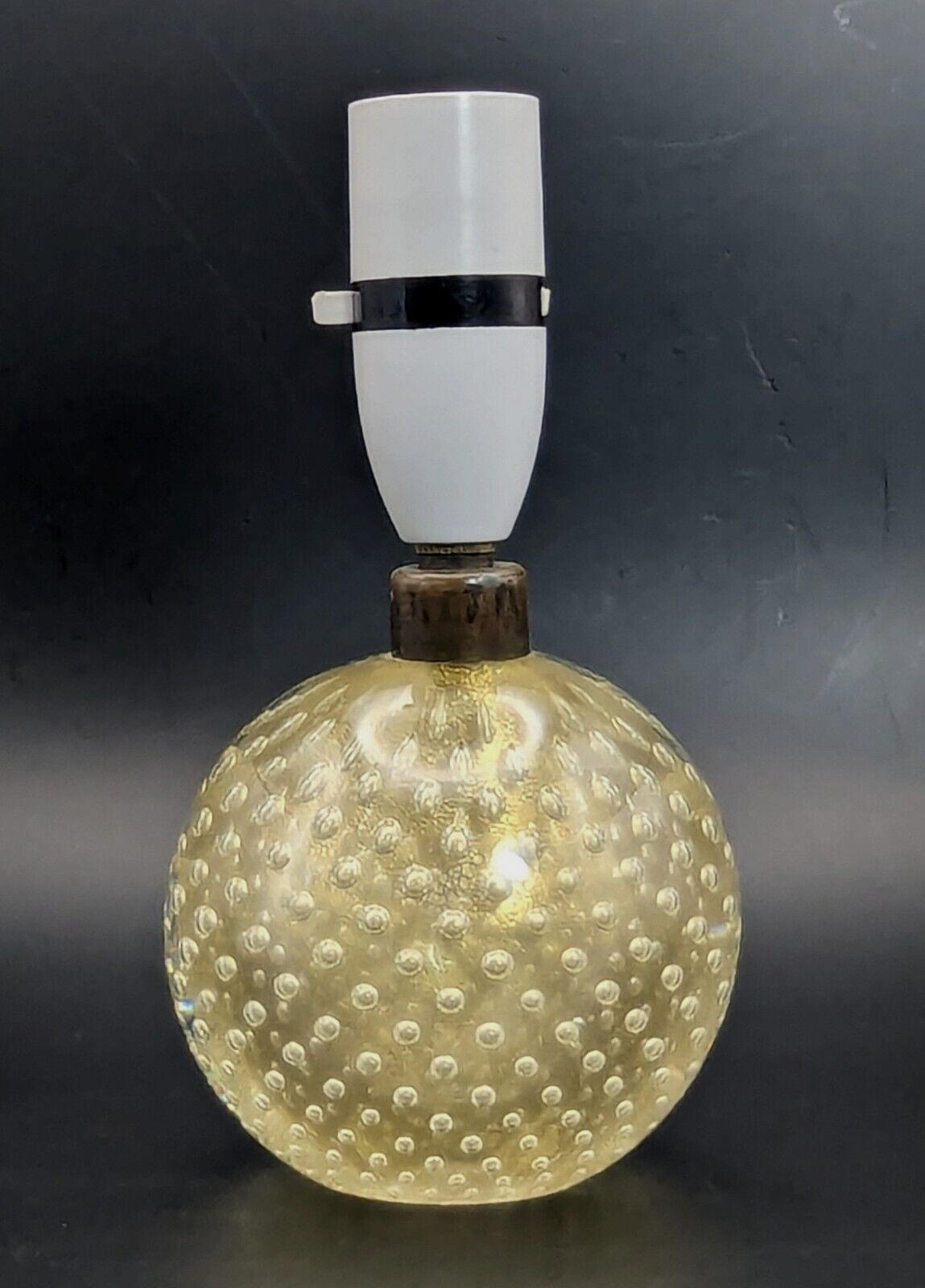 Archimede Seguso Bullicante & Gold Murano Glass Ball Table Lamp Base Vintage