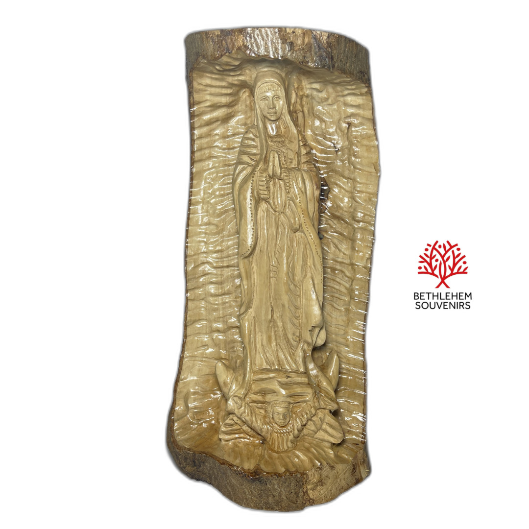 Olive Wood Huge 16.5-Inch Holy Mary Masterpiece Bethlehem Christian Art Crafts
