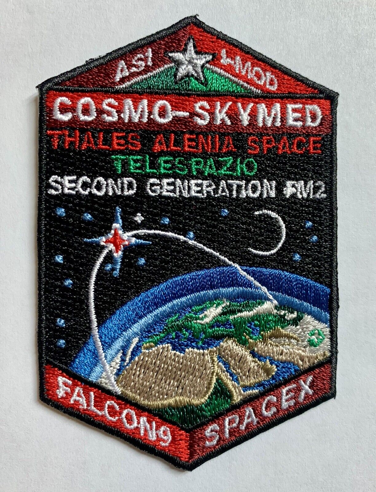 ORIGINAL SPACEX CSG-2 COSMO SKY MED FALCON 9 MISSION PATCH 3” Italy Satellite