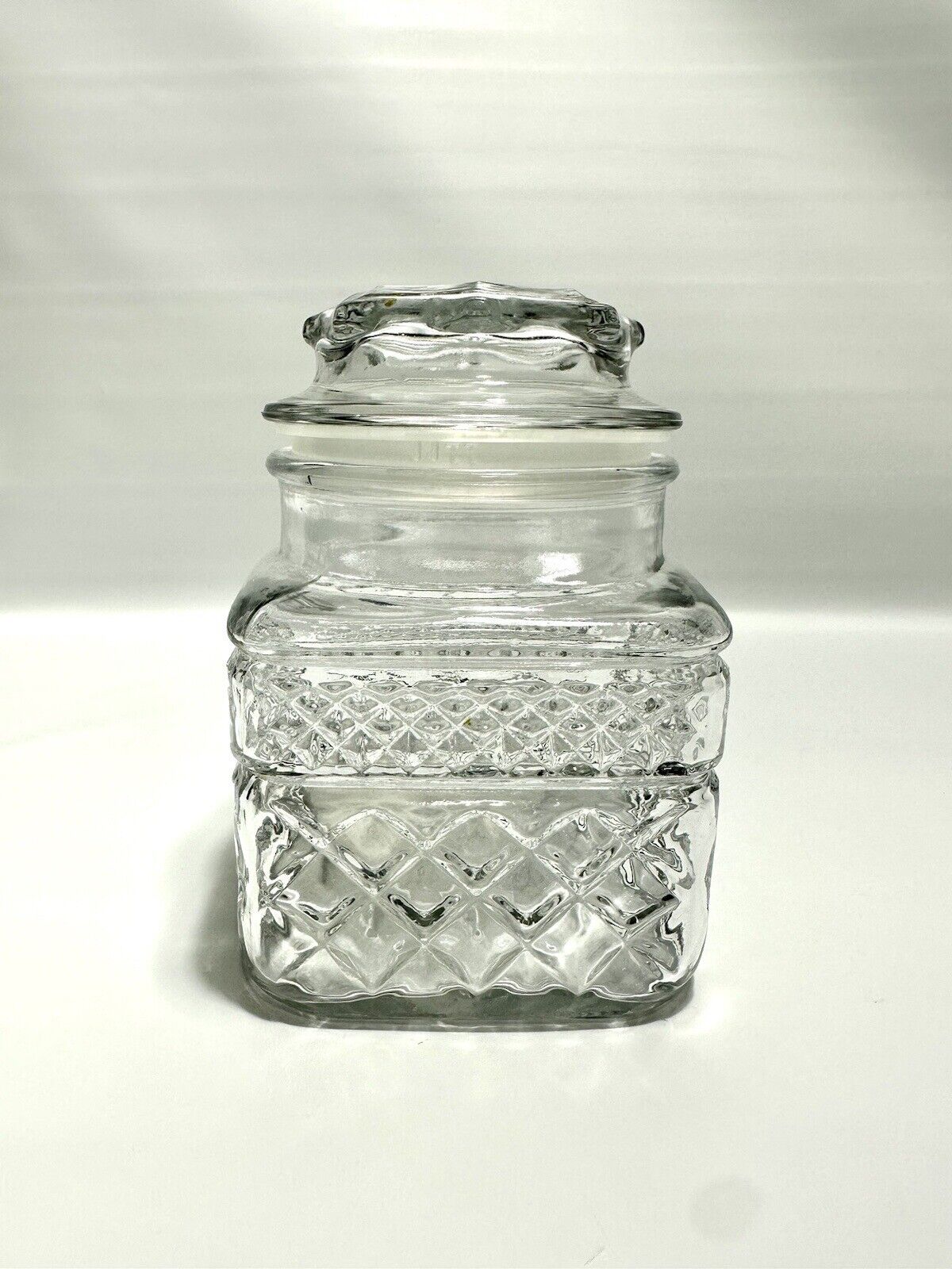 Vintage Anchor Hocking Wexford Clear Square Canister Jar With Lid 5 1/4”