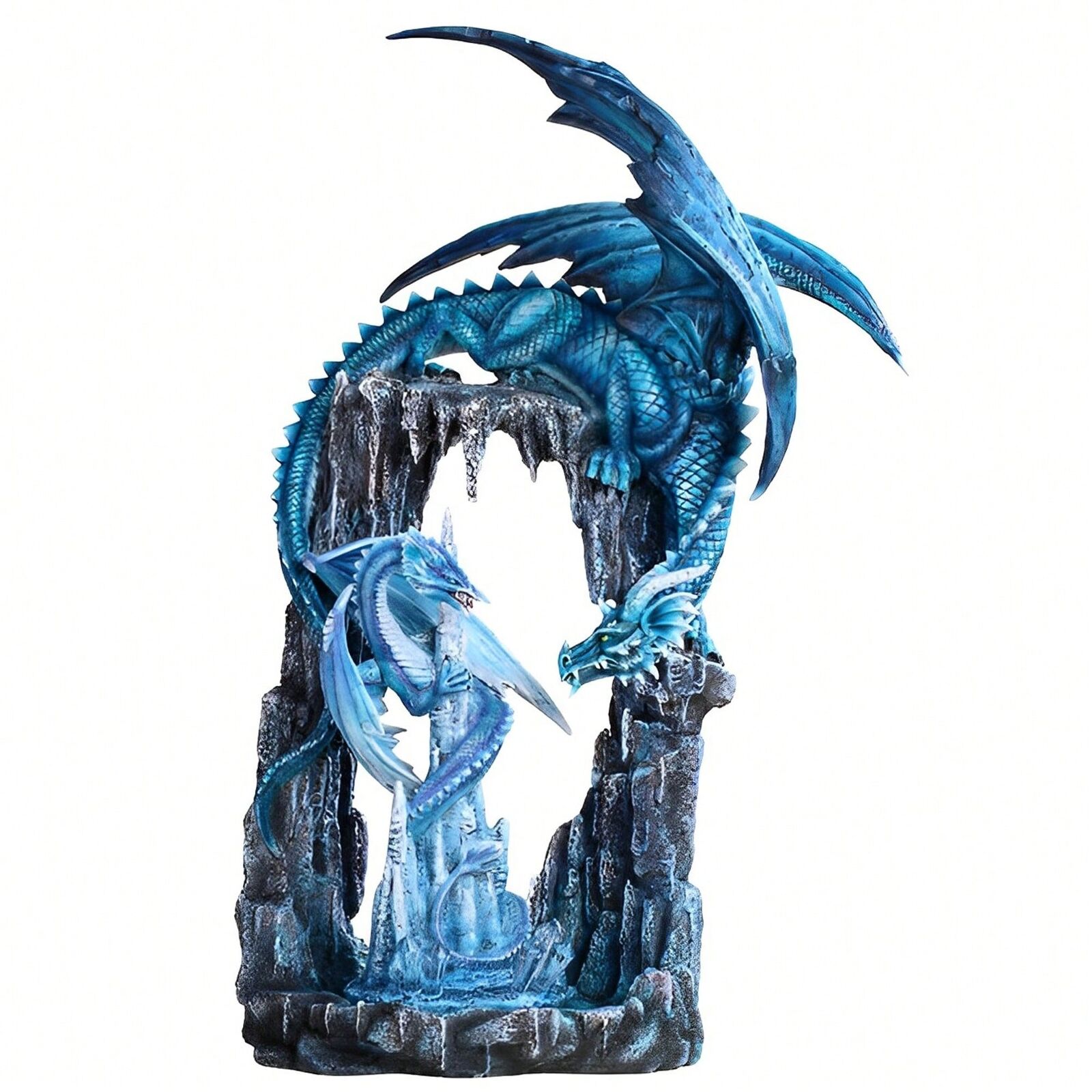 FC Design 21“H Blue Dragon with Baby in Dragon Cave