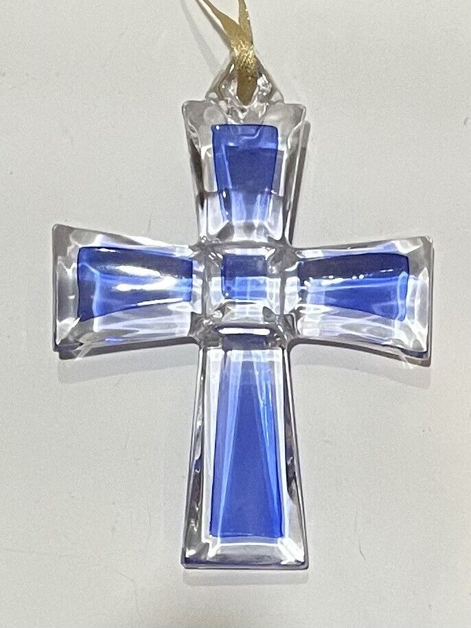Mikasa Crystal Blue Cross Christmas Ornament Made in Germany Gorgeous