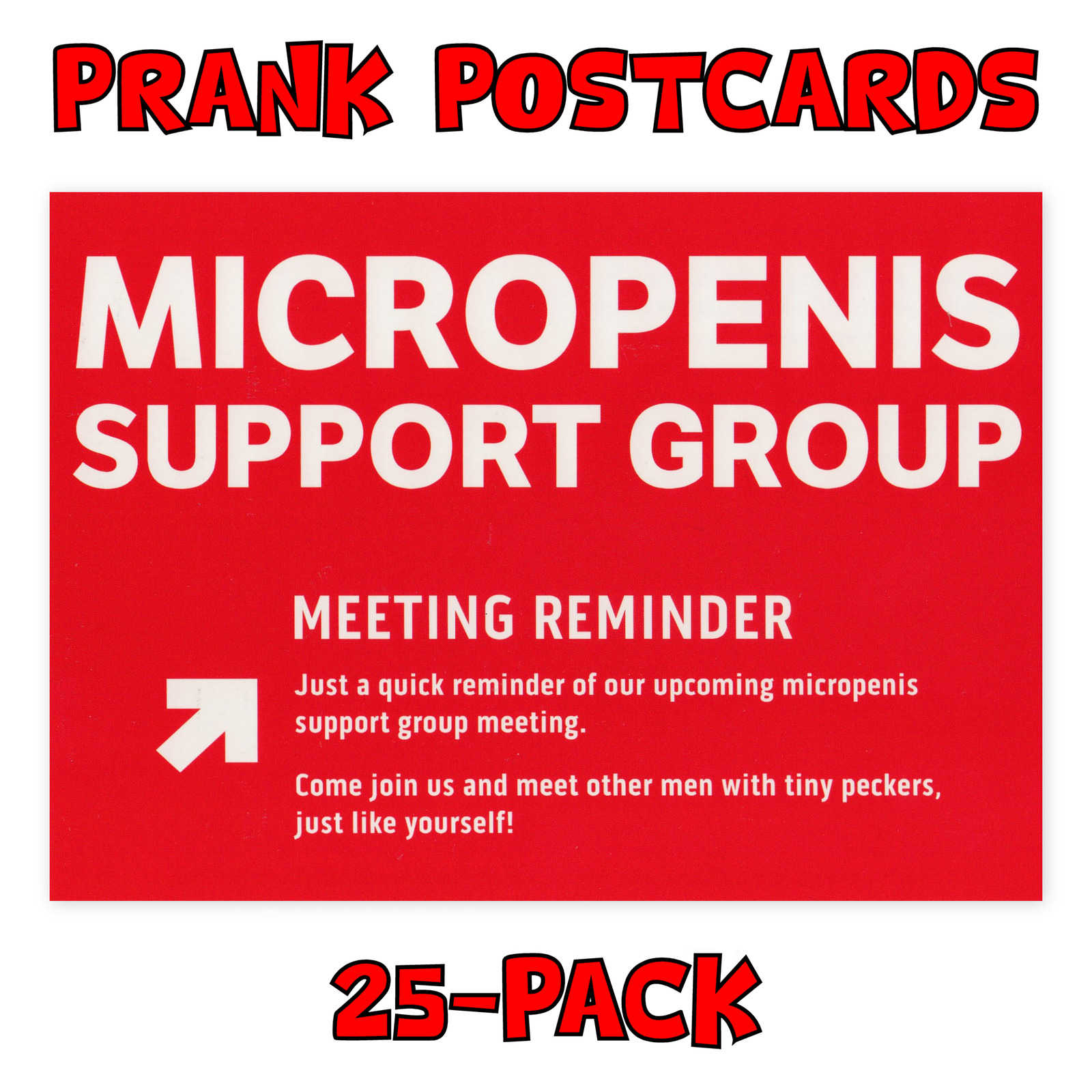(25-Pack) Prank Postcards - Micropenis Support - Send Them To Victims Yourself