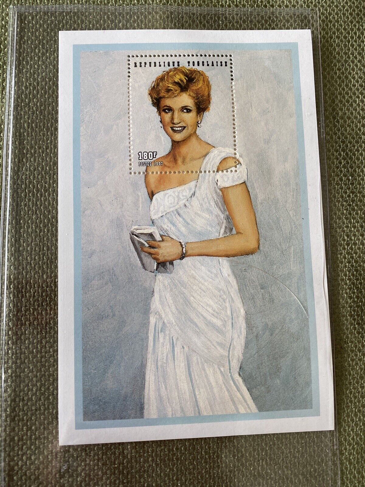 Princess Diana White Chiffon Evening Dress Commemorative Stamp Of Togo 