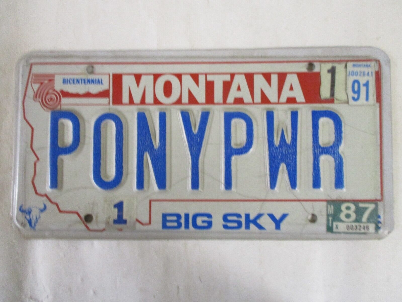 1987 Montana vanity PONY POWER License Plate Tag