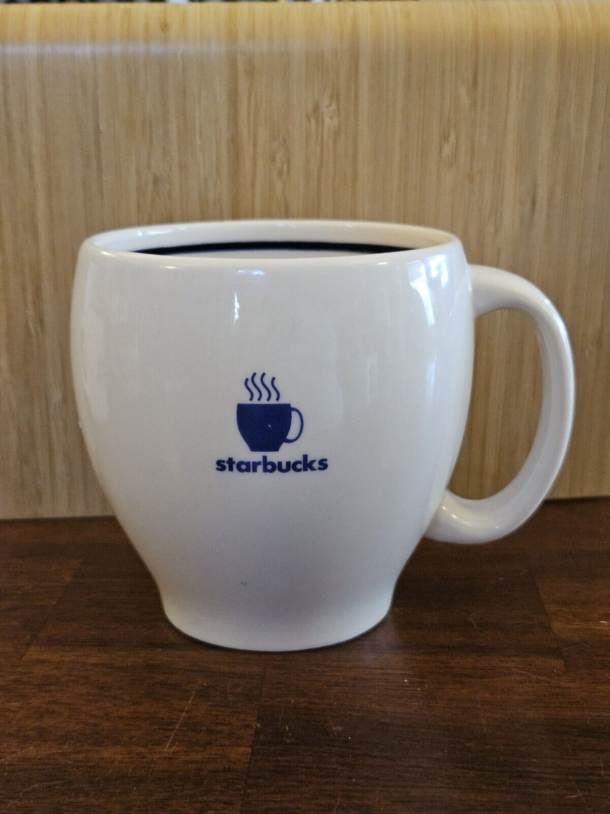 VTG 2003 Starbucks Barista Abbey II White w/ Blue Accents Coffee Mug Cup Round
