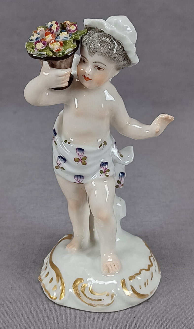 Antique French Paris Ludwigsburg Style Cupid in Disguise Flower Seller Figurine