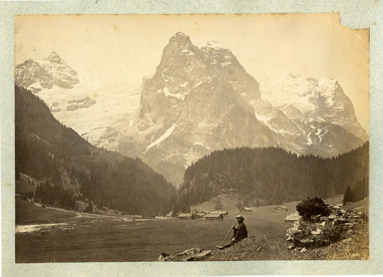 Switzerland, Glacier Wilkram Switzerland. Vintage Albumen Print. Albumin Print 