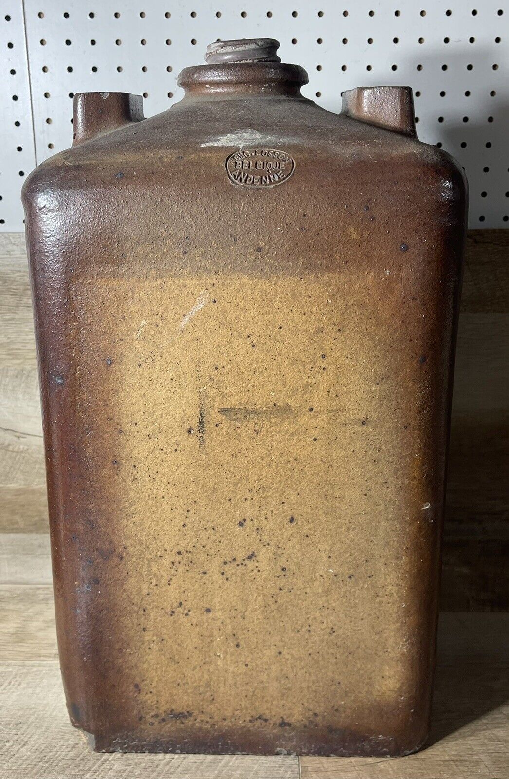 Antique Vintage French Ceramic Kerosene Container 19” High