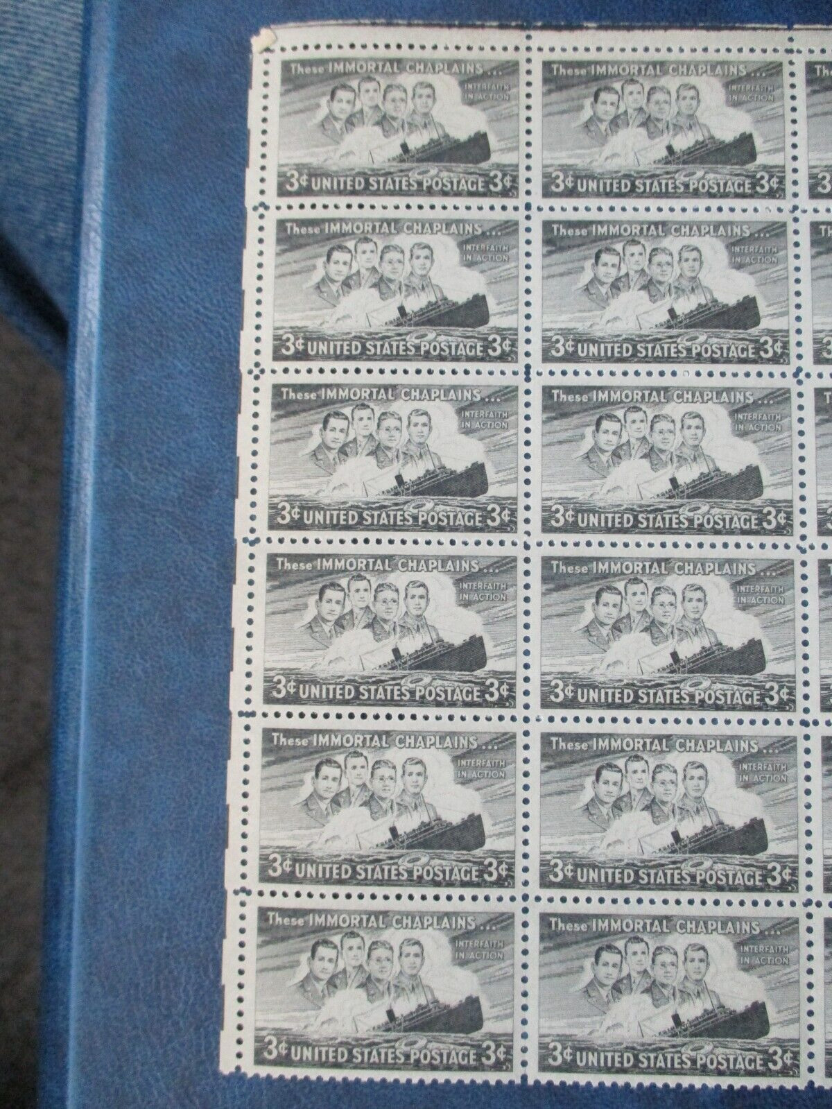 Four Chaplains (Immortal Chaplains) US Stamps ( block of 12)  #856