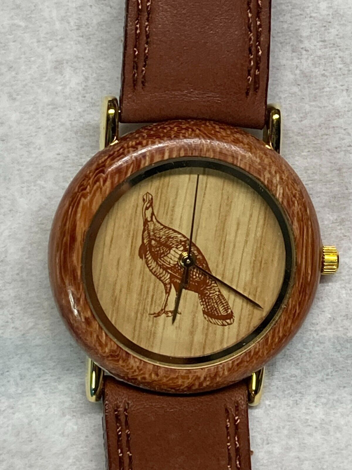 Vintage (around 1988) Wild Turkey Burbon Collectible Watch Wood Tone NEW